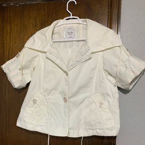 Bershka White Shirt Jacket size Large Roll up sleeves GUC